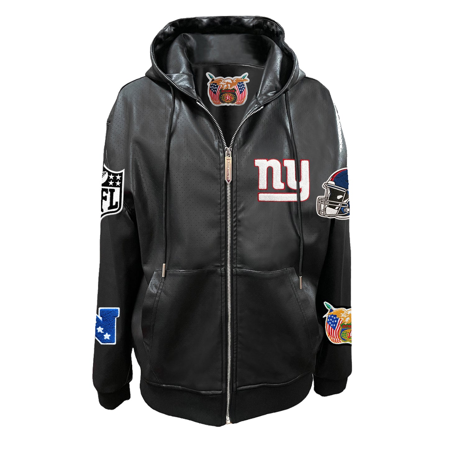 NEW YORK GIANTS LIGHTWEIGHT VEGAN ZIP-UP HOODED JACKET