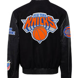 New York Knicks Wool & Leather Jacket Black