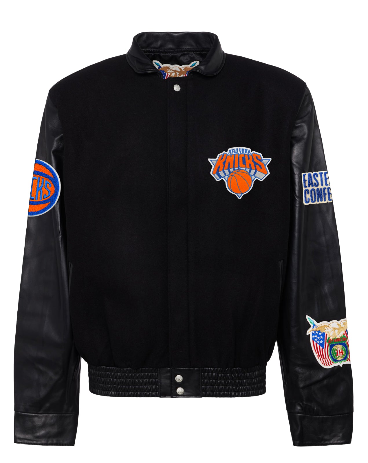 NEW YORK KNICKS WOOL & LEATHER JACKET Black