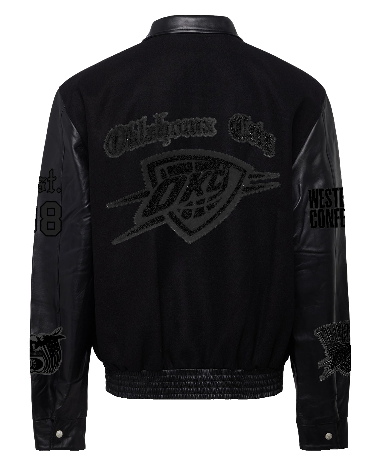 Oklahoma City Thunder Wool & Leather Old English Varsity Jacket