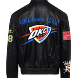 Oklahoma City Thunder Old English Full Leather Jacket Black