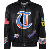 Oklahoma City Thunder Old English Full Leather Jacket Black