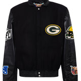 Green Bay Packers Wool & Leather Varsity Jacket Black/Black