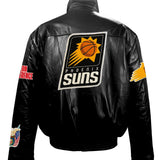 Phoenix Suns Full Leather Puffer Jacket Black