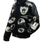 NFL Collage Wool & Leather Jacket Black & White