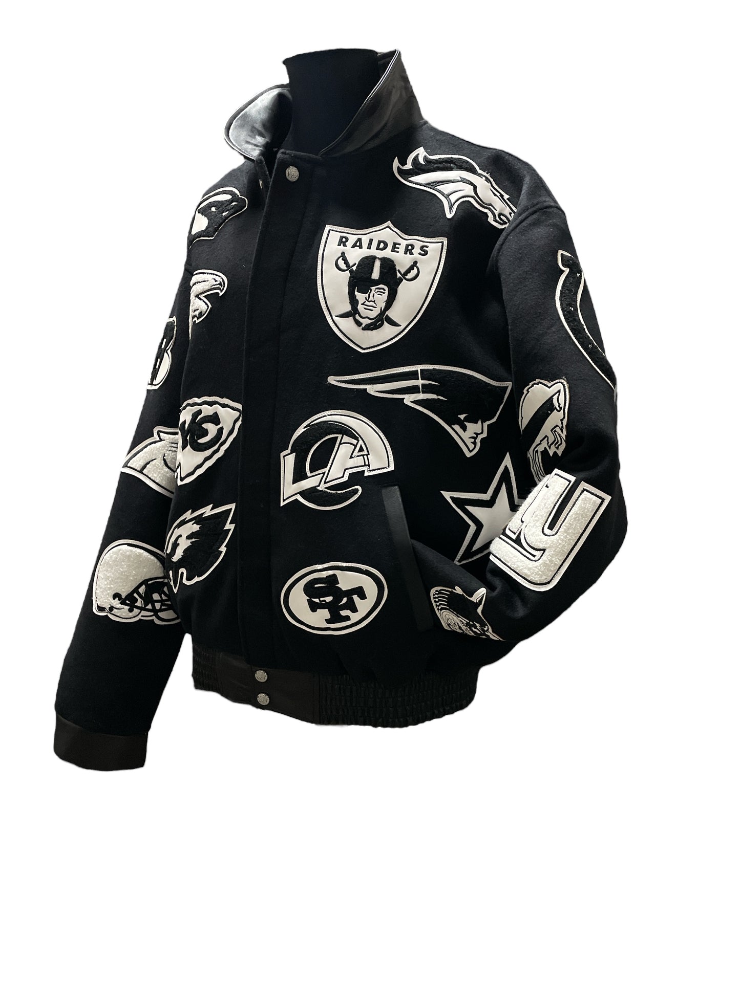 NFL COLLAGE WOOL & LEATHER JACKET Black & white