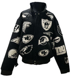 NFL Collage Wool & Leather Jacket Black & White