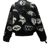 NFL Collage Wool & Leather Jacket Black & White