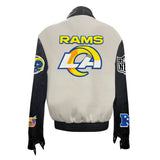 LOS ANGELES RAMS WOOL & LEATHER VARSITY JACKET Off White/Black - AR