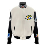 LOS ANGELES RAMS WOOL & LEATHER VARSITY JACKET Off White/Black - AR