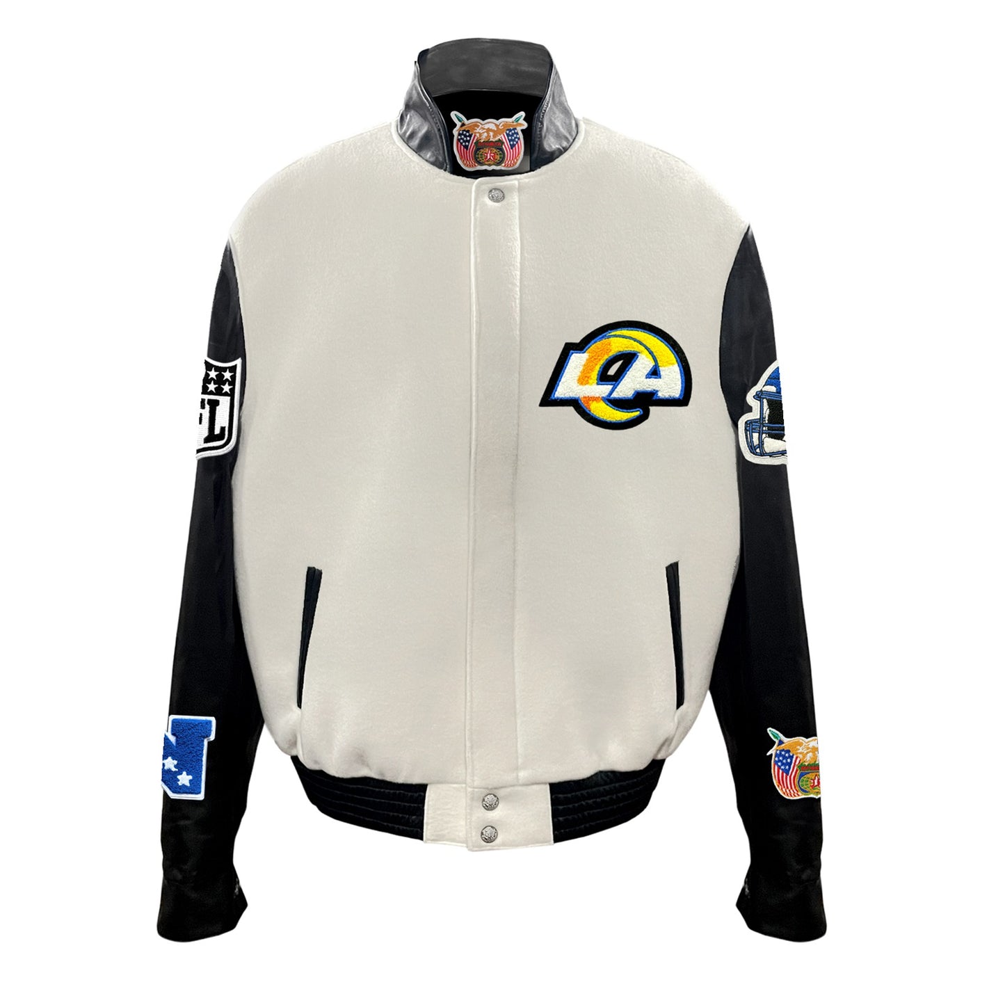 LOS ANGELES RAMS WOOL & LEATHER VARSITY JACKET Off White/Black