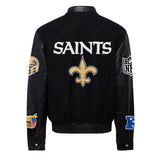 New Orleans Saints Wool & Leather Varsity Jacket Black/Black