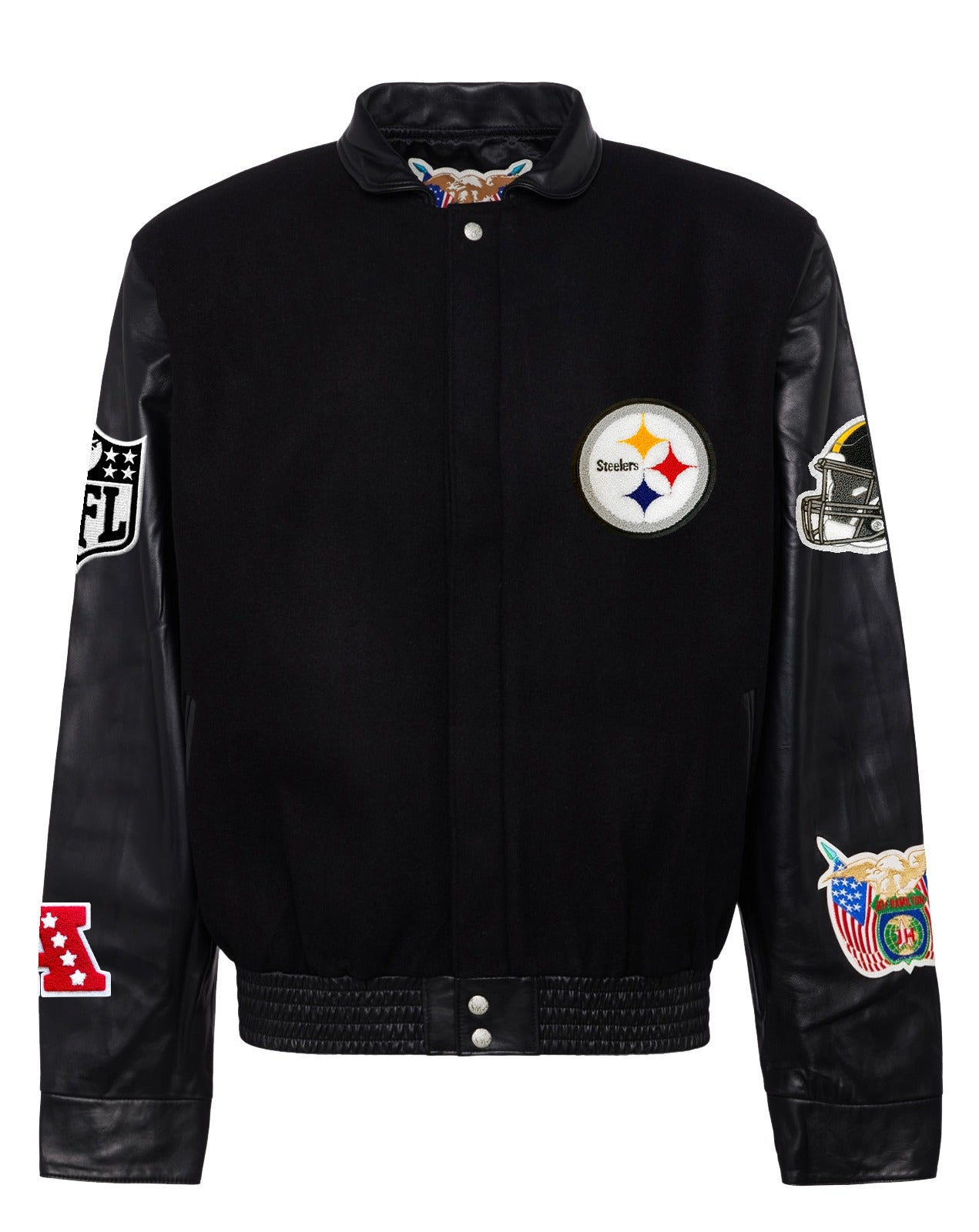 NFL Pittsburgh Steelers Team Varsity Jacket Black top Leather Size M