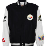 PITTSBURGH STEELERS WOOL & LEATHER VARSITY JACKET Black/White AR
