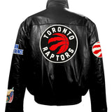 Toronto Raptors Full Leather Puffer Jacket Black