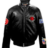 Toronto Raptors Full Leather Puffer Jacket Black