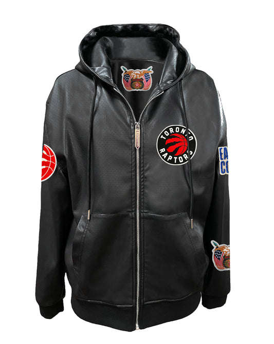 TORONTO RAPTORS LIGHTWEIGHT VEGAN ZIP-UP HOODED JACKET