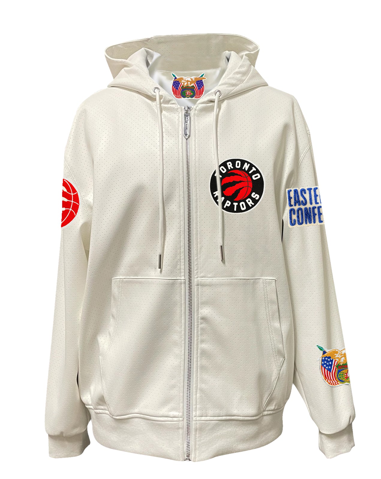 TORONTO RAPTORS LIGHTWEIGHT VEGAN ZIP-UP HOODED JACKET WHITE