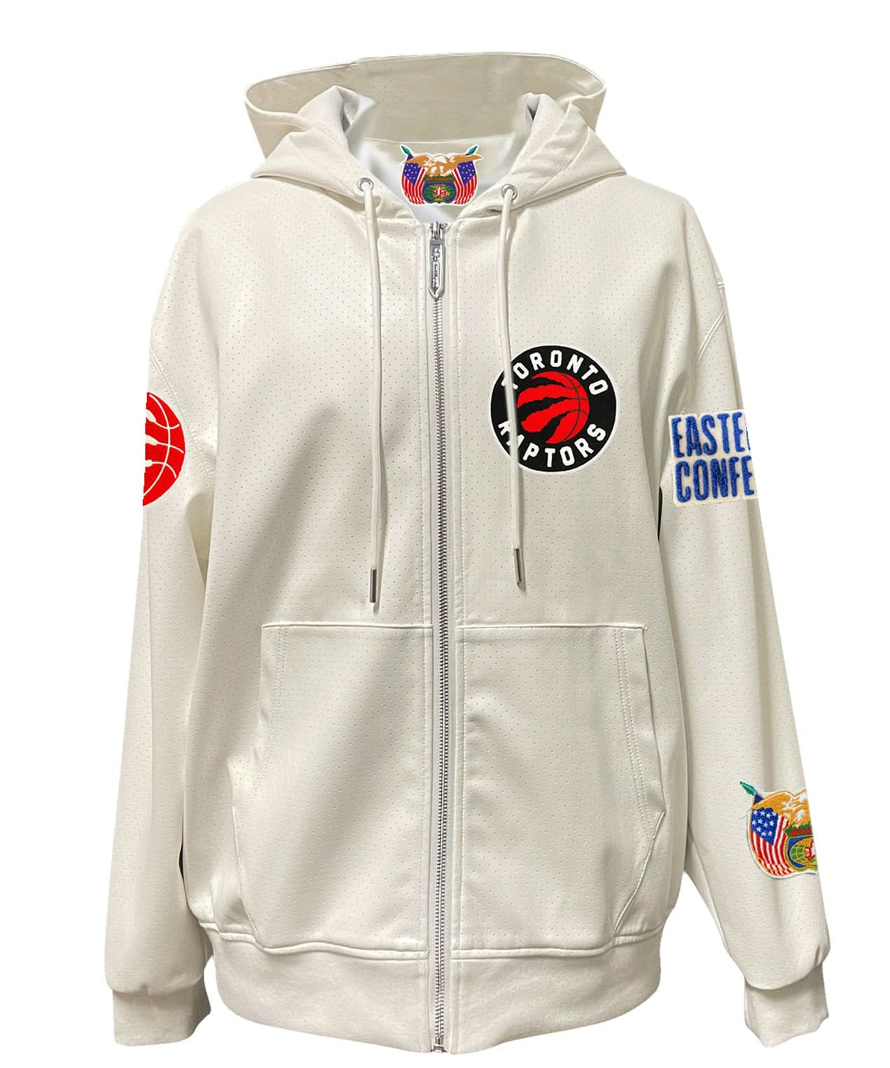 Toronto Raptors Lightweight Vegan Zip-Up Hooded Jacket White