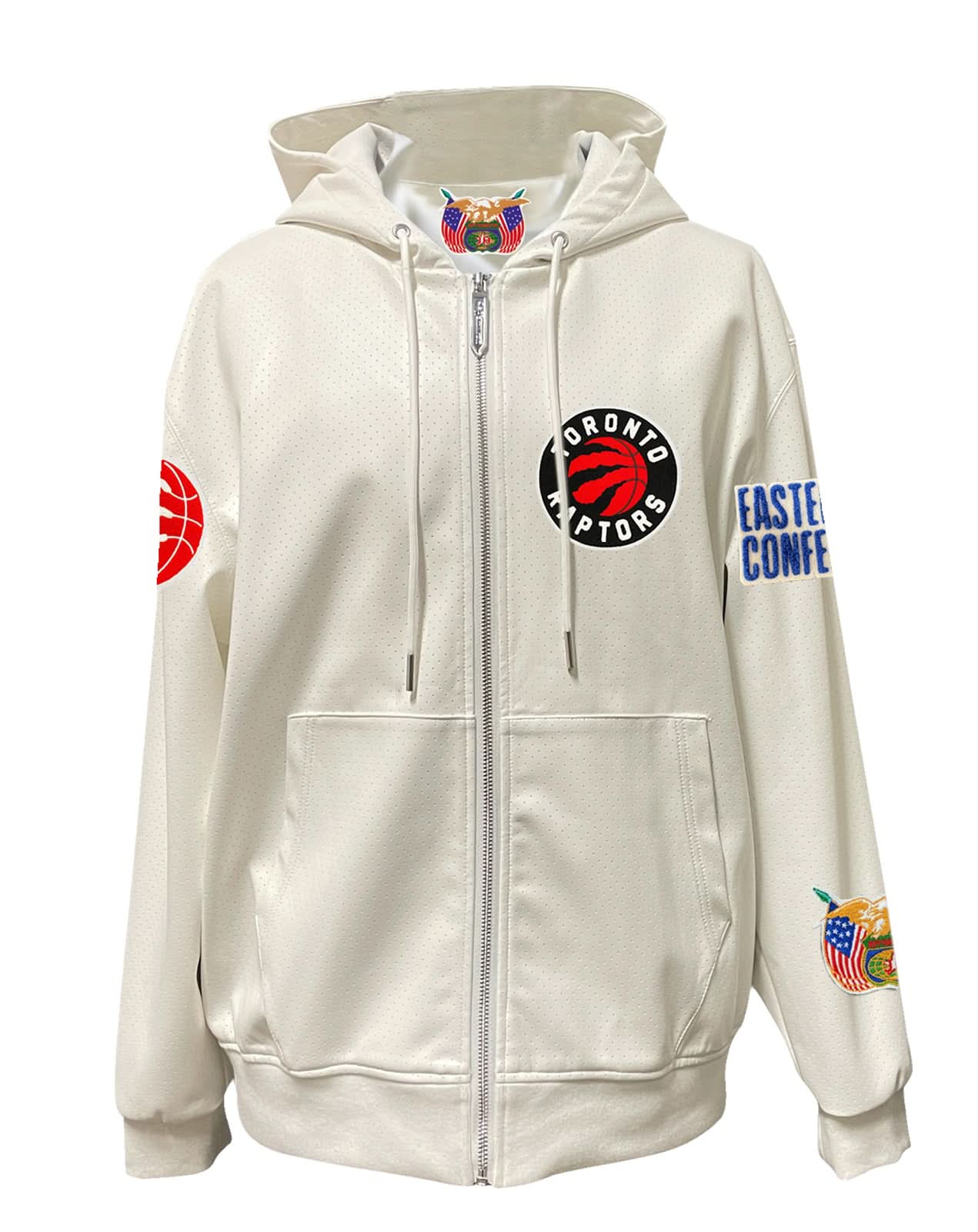 Toronto Raptors Lightweight Vegan Zip-Up Hooded Jacket White