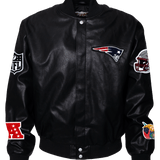 New England Patriots Full Black Vegan Leather Jacket