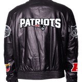 New England Patriots Full Leather Old English Jacket Black