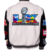 Super Bowl 2026 Wool & Leather Varsity Jacket Light White/Black