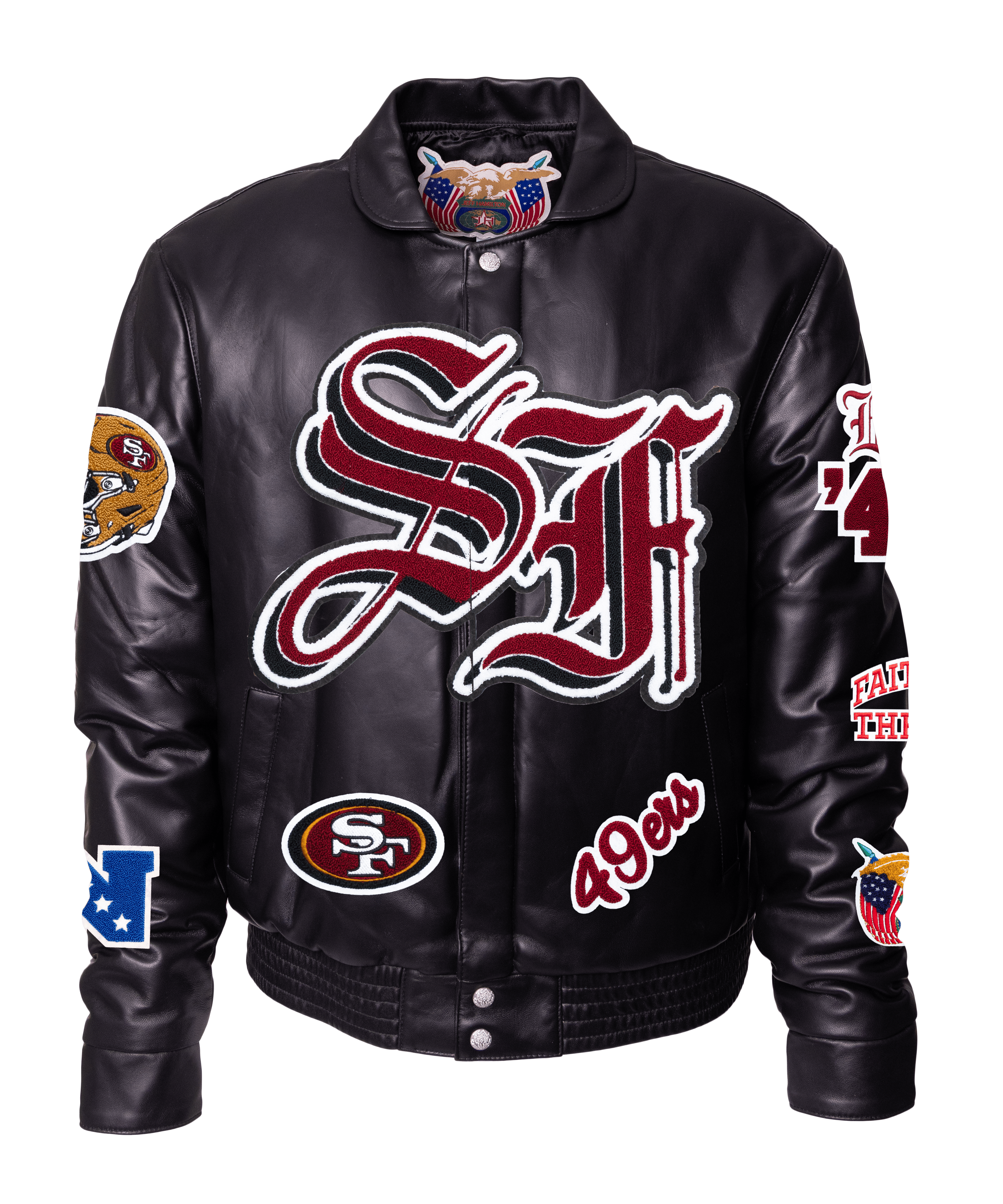 49ers Black Leather Puffer Jacket – Jeff Hamilton Shop 49ers Black Leather Puffer Jacket – Jeff Hamilton Shop