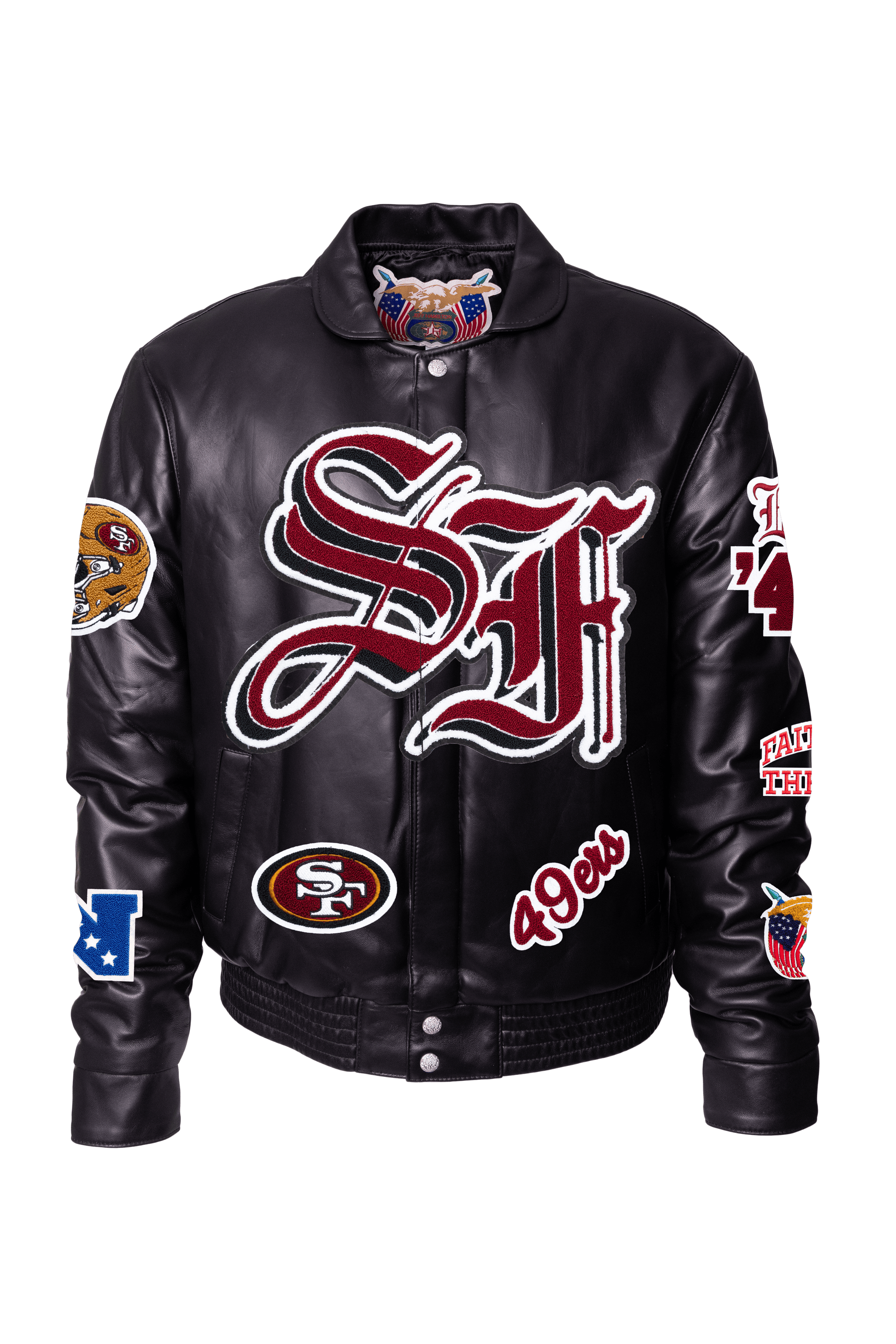49ers Black Leather Puffer Jacket – Jeff Hamilton Shop