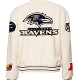 Baltimore Raven Wool Varsity Jacket White