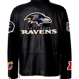 Baltimore Raven Black Leather Zip-Up Jacket Black