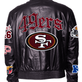 49ers Black Leather Puffer Jacket