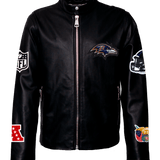 Baltimore Raven Black Leather Zip-Up Jacket Black