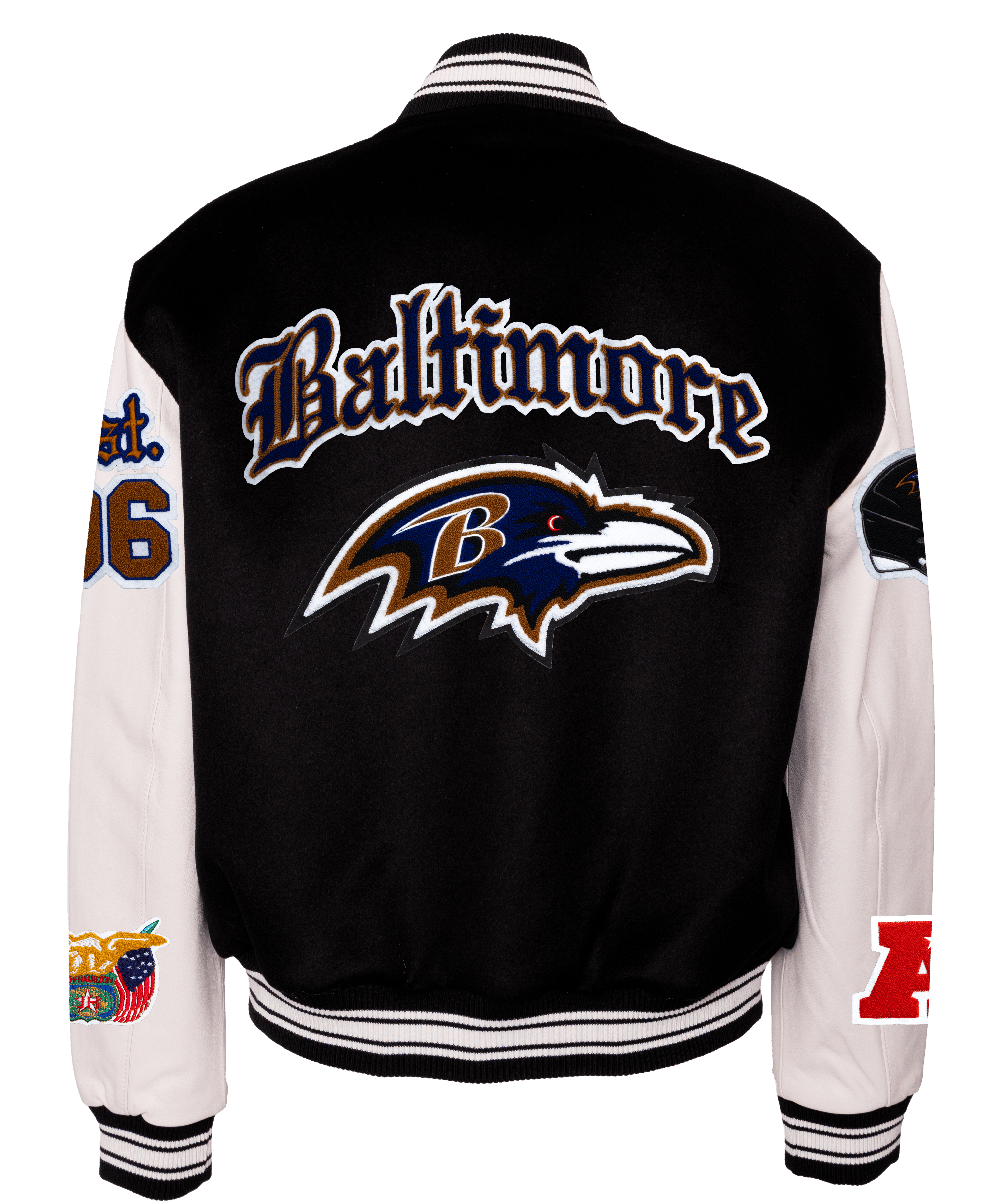 Baltimore Raven Wool & Leather Old English Varsity Jacket