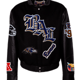 Baltimore Raven Wool & Leather Old English Varsity Jacket