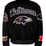 Baltimore Raven Wool & Leather Old English Varsity Jacket