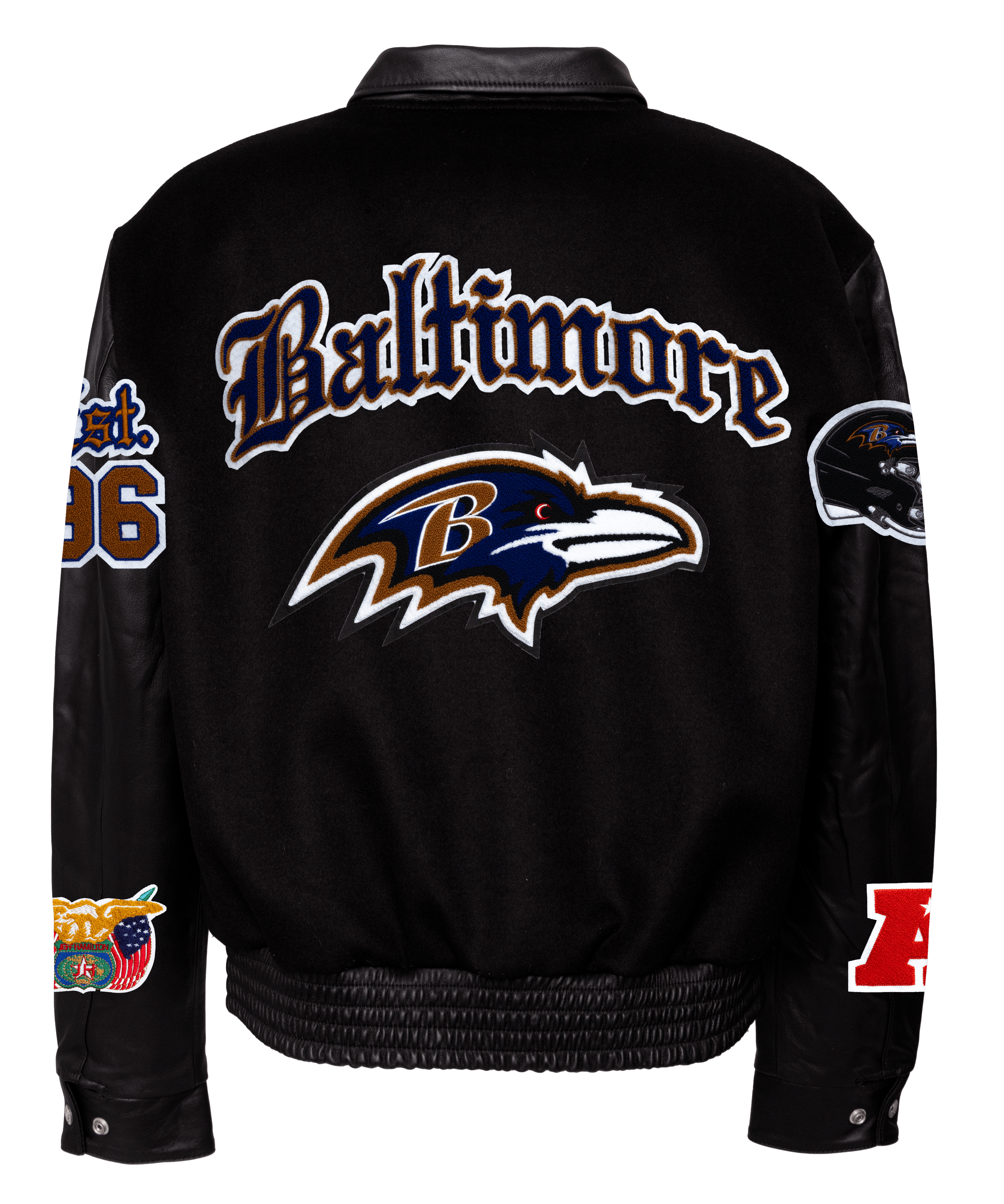 Baltimore Raven Wool & Leather Old English Varsity Jacket
