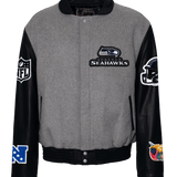 Seattle Seahawks Wool & Leather Jacket Black/Gray