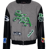 Seattle Seahawks Wool & Leather Old English Varsity Jacket Gray/Black