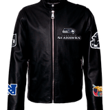 Seattle Seahawks Black Leather Zip-Up Puffer Jacket Black