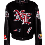 New England Patriots Wool & Leather Old English Varsity Jacket