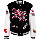 New England Patriots Wool & Leather Old English Varsity Jacket Black/White
