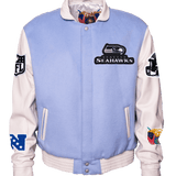 Seattle Seahawks Wool & Leather Jacket Light Blue/White