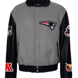 New England Patriots Wool & Leather Varsity Jacket Gray/Black