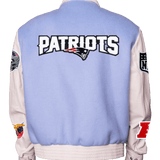New England Patriots Wool & Leather Varsity Jacket Light Blue/White