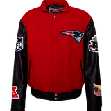 New England Patriots Wool & Leather Varsity Jacket Red/Black