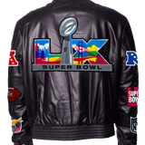 Superbowl 2026 Black Leather Puffer Jacket