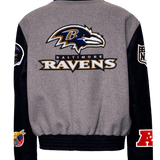 Baltimore Raven Wool & Leather Varsity Jacket Gray/Black