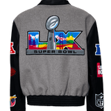 Super Bowl 2026 Wool & Leather Varsity Jacket Gray/Black
