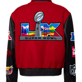 Super Bowl 2026 Wool & Leather Varsity Jacket Light Red/Black